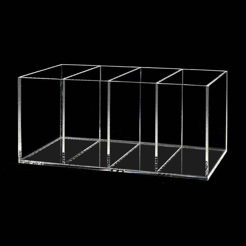 HSYMQ Acrylic Pen Holder 4 Compartments Clear Pencil Holder Organizer Makeup Brush Holder - Image 4